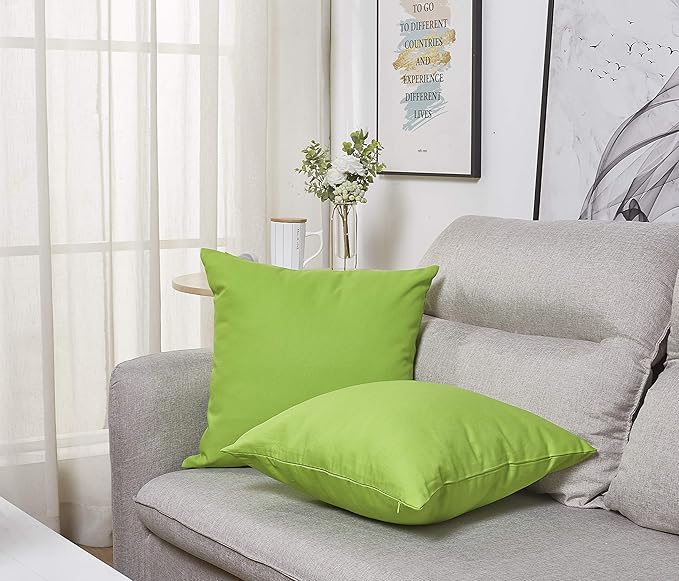 TangDepot Cotton Solid Throw Pillow Cover, 12 INCH x 12 INCH, Apple Green