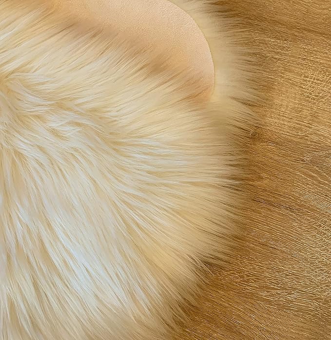 LAMBZY Faux Sheepskin Super Soft Hypoallergenic Silky Shag Rug for Living Room, Kids Room, Sofa (Octo 8 Pelts 6'x8', Cream)