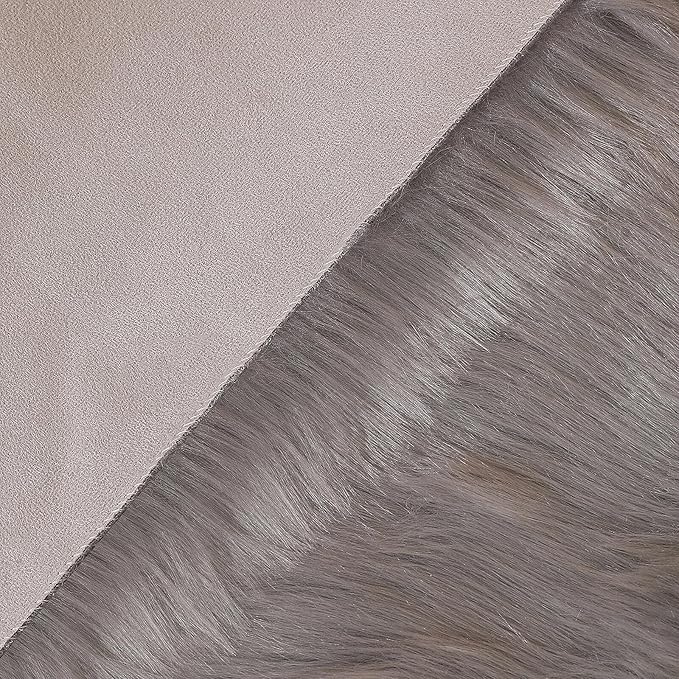 Faux Fur Rug Sheepskin Grey Shag Fluffy Fuzzy 5x7 ft Rugs for Bedroom Bedside Bed Floor Living Room Plush Rectangle High-Density Cushion Carpet Super Sofa Cover