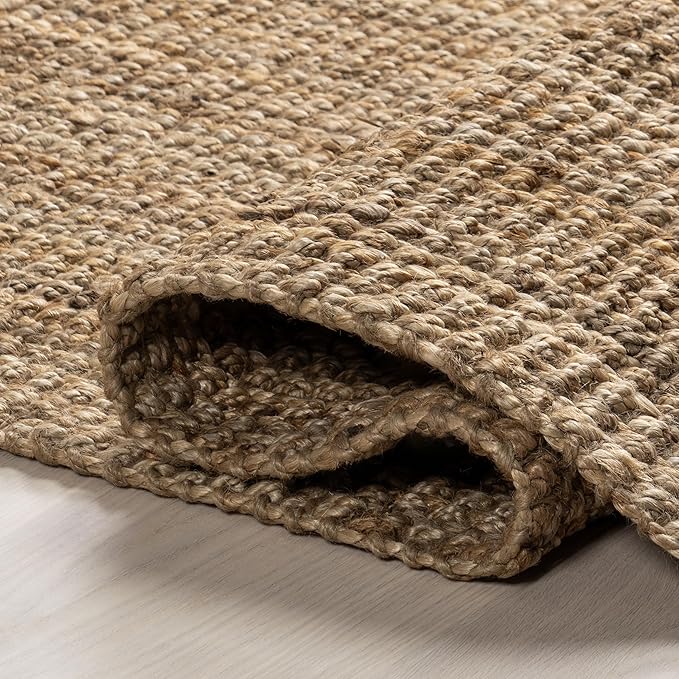 Nuloom Daniela Natural, 6' Square, Handmade, Jute, Tassel, Soft and Textured, High Traffic, Stain Resistant, Easy Clean, Durable Area Rug for Bedroom, Living Room, Dining Space, Foyer, Entryway