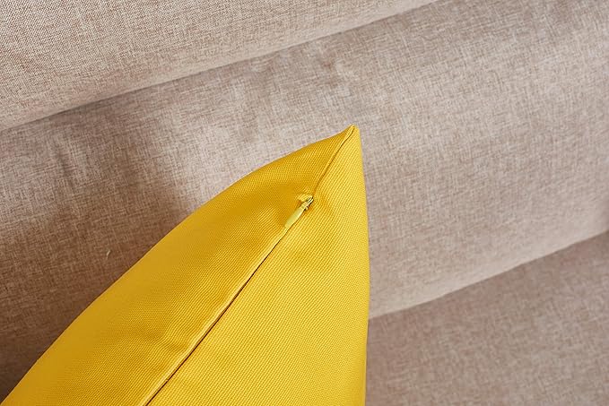 TangDepot Handmade Decorative Solid 100% Cotton Canvas Throw Pillow Covers/Pillow Shams, (14"x14", Yellow)