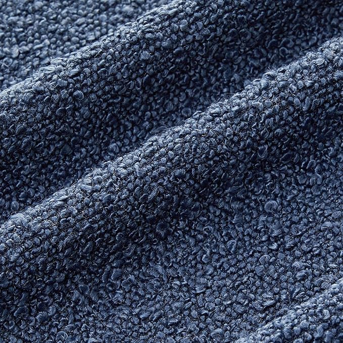 Mixhug Decorative Boucle Throw Pillow Covers, Midnight Blue, 18 x 18 Inches, Pack of 2 - Textured Boho Pillow Covers for Couch and Bed