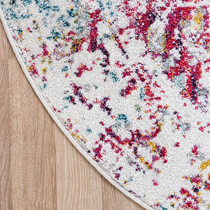 Rugs.com Arlington Collection Rug – 5 Ft Round Multi Medium-Pile Rug Perfect for Kitchens, Dining Rooms