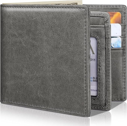 Artpaxy Mens Wallet Bifold Genuine Leather RFID Blocking Wallet for Men with 1 ID Windows 13 Card Holders 2 cash pockets 1 Gift Box