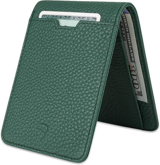 Vaultskin MANHATTAN Slim RFID Blocking Bifold Leather Wallet for Men - Minimalist Front Pocket Card Holder, Holds 9 Cards & Cash, Premium Italian Leather