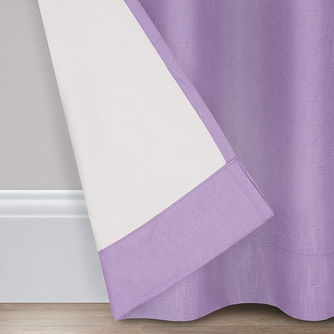 ECLIPSE Kendall Modern Blackout Thermal Rod Pocket Window Curtain for Bedroom or Living Room (1 Panel), 42" x 63", Light Purple