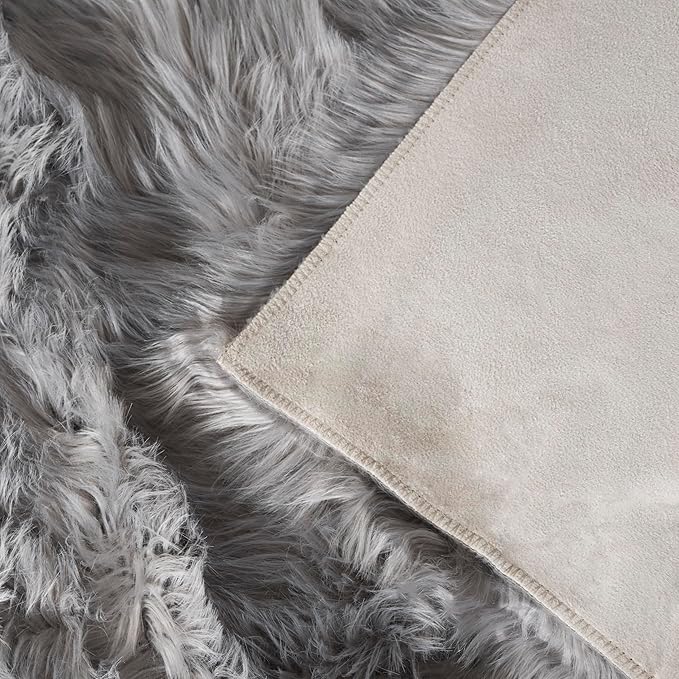 SAFAVIEH Faux Sheep Skin Collection Runner Rug - 2'6" x 6', Grey, Silken Glam Design, Non-Shedding & Easy Care, 2.35-inch Thick Ideal for High Traffic Areas in Living Room, Bedroom (FSS235D)
