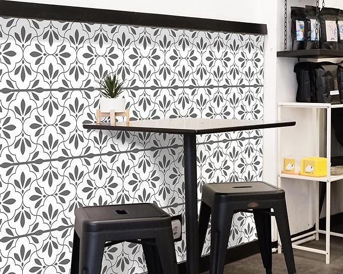 FLFK Wallpaper Border Black and White Patterns Peel and Stick Wall Border Self Adhesive Wallpapers for Living Room Bedroom Kitchen Bathroom 9"x240"