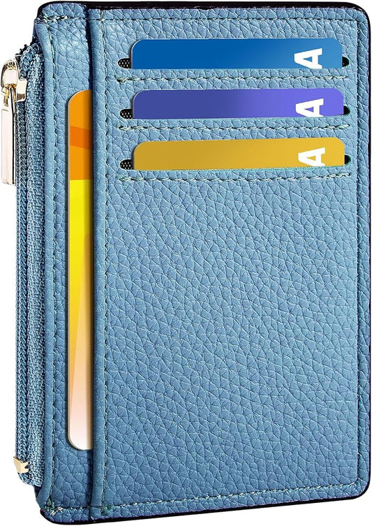 Tipmile Credit Card Holder for Women Slim Minimalist Front Pocket RFID Blocking Wallet Small Compact Card Case with ID Window, Sky Blue