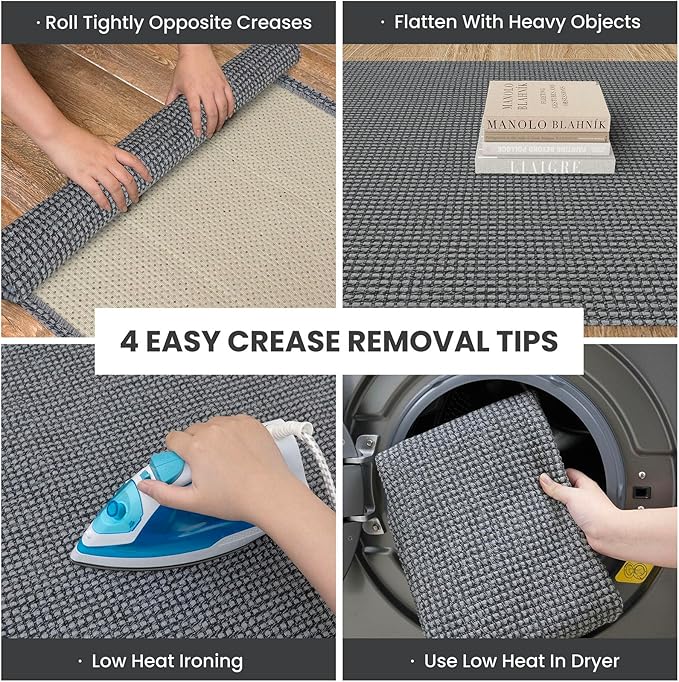 IOHOUZE Washable Runner Rug 3x10 Non Slip Rubber Backed Long Hallway Runner Entryway Runner Indoor, Kitchen Rugs Woven Cotton Floor Carpet for Hall Entrance, Dark Grey