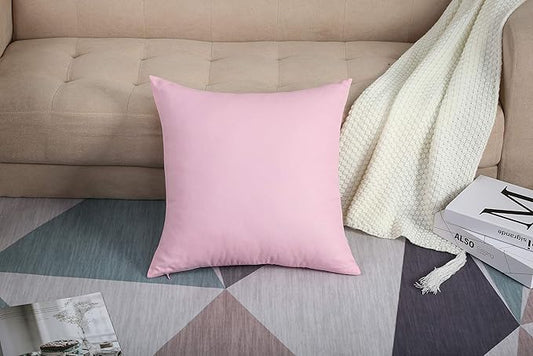 TangDepot Handmade Decorative Solid 100% Cotton Canvas Throw Pillow Covers/Pillow Shams, (26"x26", Salmon Pink)