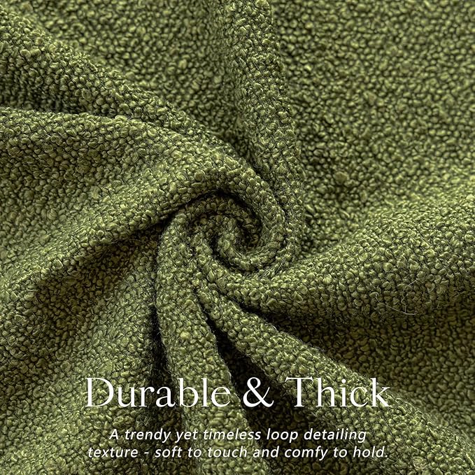 Foindtower Decorative Textured Boucle Throw Pillow Covers Accent Solid Pillow Cases Neutral Long Body Lumbar Couch Cushion Case for Chair Sofa Bedroom Living Room Home Decor 14x36 Inch,1PC,Green