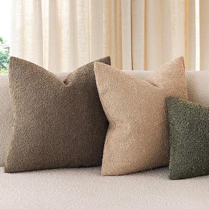 Foindtower Decorative Textured Boucle Throw Pillow Covers Accent Solid Lumbar Pillow Cases Neutral Soft Couch Cushion Case for Chair Sofa Bedroom Living Room Home Decor 12x20 Inch,1PC,Chocolate