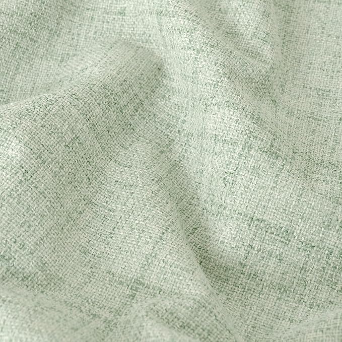 Lajode Sage Green Blackout Curtains for Bedroom - Linen Curtains 90 Inch Length Thermal Insulated Privacy Burlap Boho Window Drapes for Living Room Scandi Farmhouse Dining, 2 Panels, Each 52" Wide