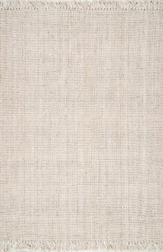 Nuloom Daniela Off-White, 2' x 3', Handmade, Jute, Tassel, Soft and Textured, High Traffic, Stain Resistant, Easy Clean, Durable Area Rug for Bedroom, Living Room, Dining Space, Foyer, Entryway