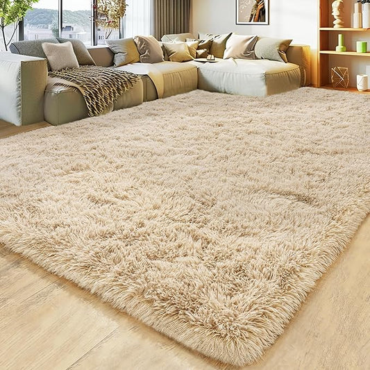 8x10 Large Area Rugs for Living Room, Ultra Fluffy Shag Rug for Bedroom, Modern Plush Soft Carpet for Girls Boys Kids Room Dorm Fuzzy Non Slip Rug for Home Decor Aesthetic, Camel