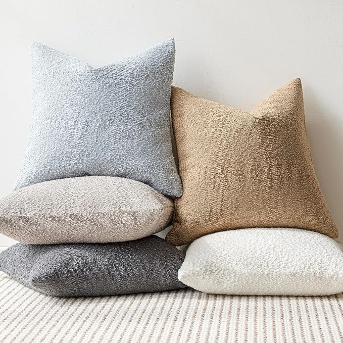 Foindtower Decorative Textured Boucle Throw Pillow Covers Accent Solid Pillow Cases Neutral Long Body Lumbar Couch Cushion Case for Chair Sofa Bedroom Living Room Home Decor 14x36 Inch,1PC,Light Blue