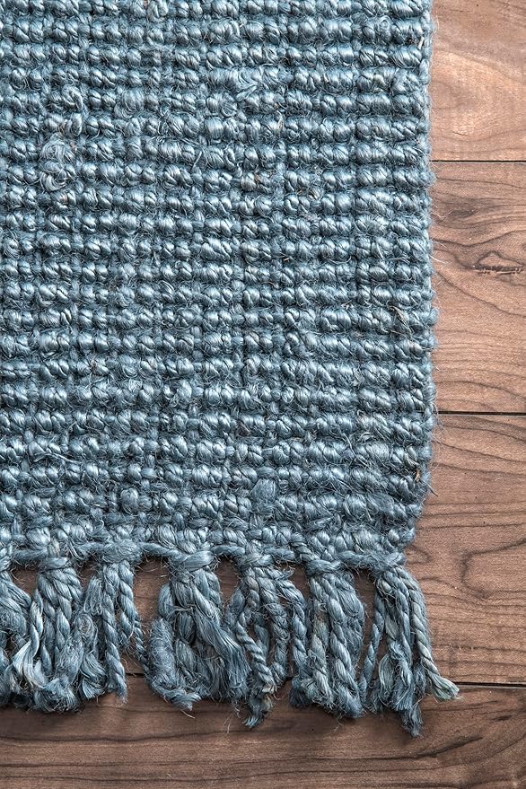 Nuloom Daniela Blue, 8'6" x 11'6", Handmade, Jute, Tassel, Soft and Textured, High Traffic, Stain Resistant, Easy Clean, Durable Area Rug for Bedroom, Living Room, Dining Space, Foyer, Entryway
