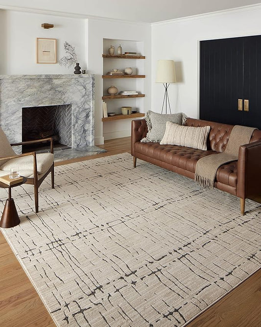 Loloi Darby Collection DAR-06 Sand/Dk. Grey 5'-3" x 7'-6" Area Rug