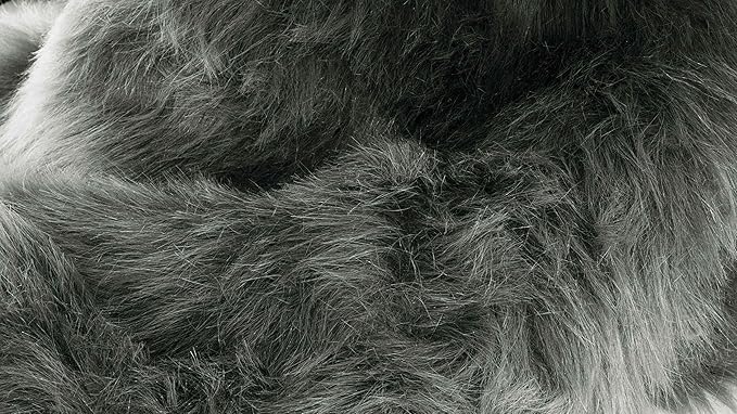 Luxe Gordon Faux Fur Rug with Soft and Fluffy Pile | Machine Washable Living Room Rug with Anti-Slip Backing | Cruelty-Free Area Rugs for Office or Bedroom, Grey, 5 ft x 6 ft