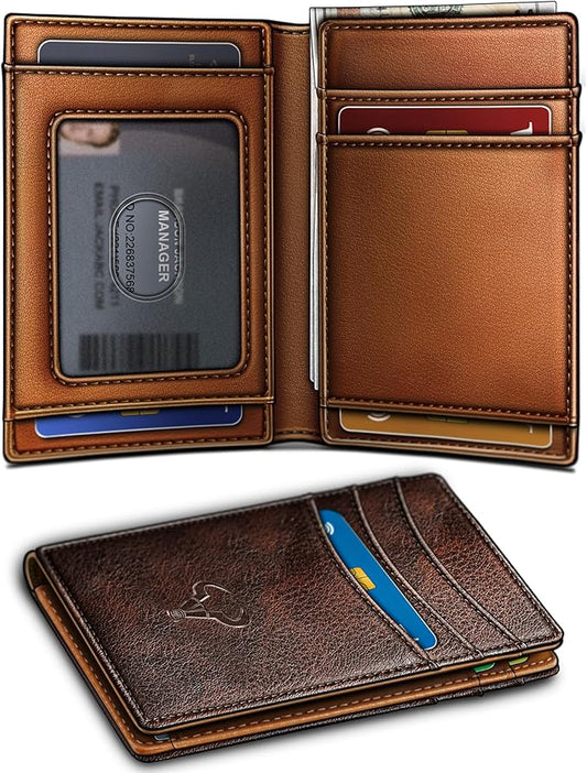 BULLIANT Slim Wallet For Men 12Cards,Magnetic Flip Build-in Money Clip Airtag Compatible-RFID Blocking