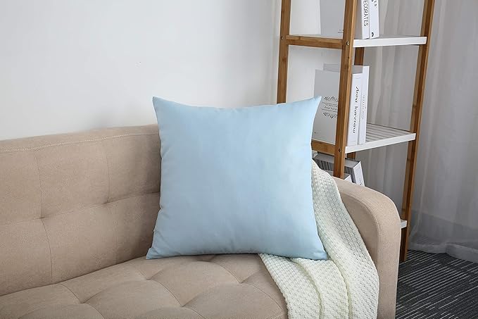 TangDepot Handmade Decorative Solid 100% Cotton Canvas Throw Pillow Covers/Cushion Covers, 45 Colors Available - (16" x16" , Light Blue, 2 Count (Pack of 1))