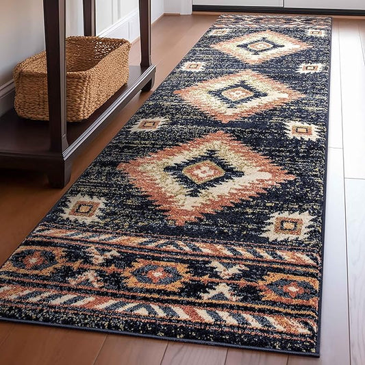 Well Woven Tulsa Lea Blue Traditional Southwestern Tribal 2'3" x 7'3" Runner Rug