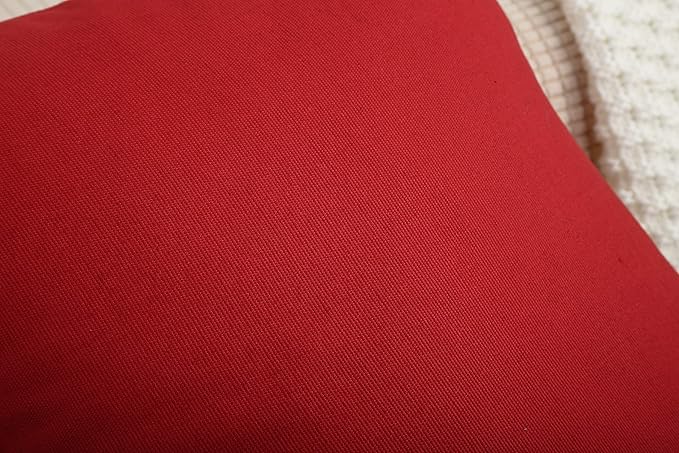 TangDepot Handmade Decorative Solid 100% Cotton Canvas Throw Pillow Covers/Pillow Shams, (16"x16", Deep Red)