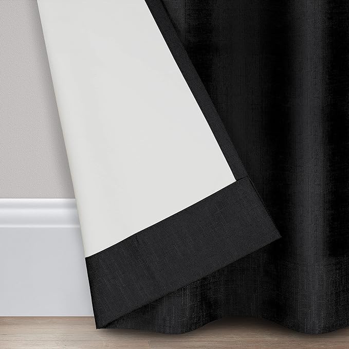 ECLIPSE Kendall Modern Blackout Thermal Rod Pocket Window Curtain for Bedroom or Living Room (1 Panel), 42" x 54", Blac