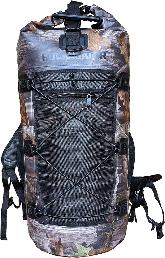 Rockagator Kanarra 90L Waterproof Backpack for Camping, Hiking, Mountaineering, Backpacking, Hunting, Fishing, Canoeing, Outdoor Activities, The Wet Outdoors - Large Capacity, Roll Top Closure, Camo