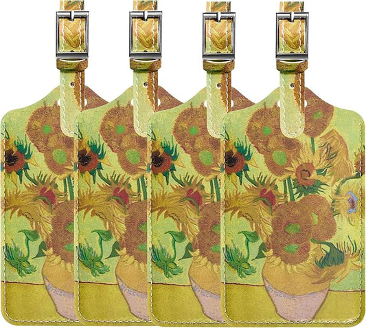 4 Pack Luggage Tag for Suitcases TSA Approved, Leather Suitcase Tags Identifiers, Cute Bag Name Travel Tags ID Labels for Women Men Cruise Airport Luggage Travel Essentials by Sodsay
