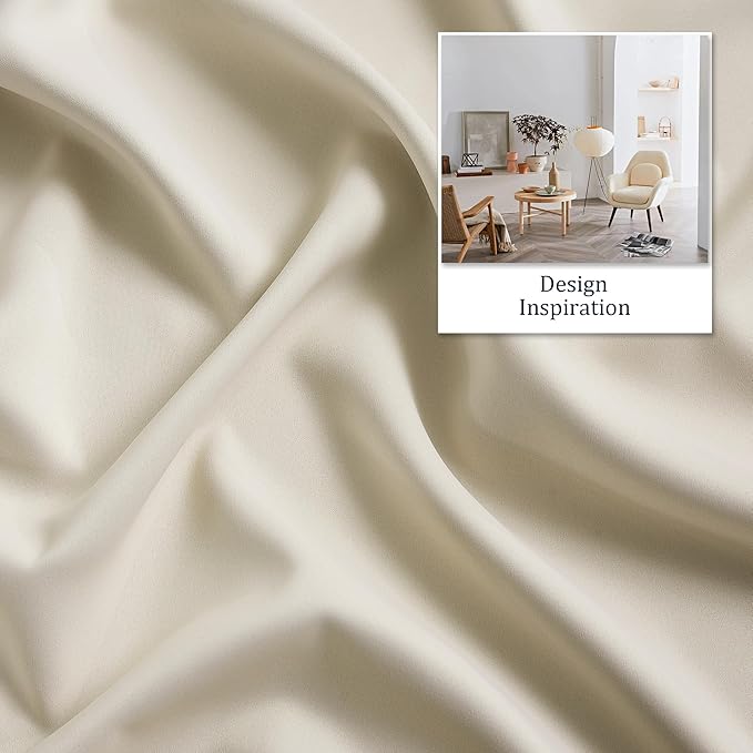 DUALIFE Cream Beige Curtains 108 Inch Length Blackout Window Drapes for Bedroom Thermal Insulated Room Darkening Curtains for Living Room,Grommet Top (60 x 108 Inches Long Buttercream, 2 Panels)