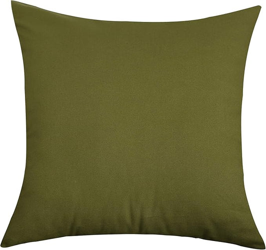 TangDepot Handmade Decorative Solid 100% Cotton Canvas Throw Pillow Covers/Pillow Shams, (22"x22", Olive Green)