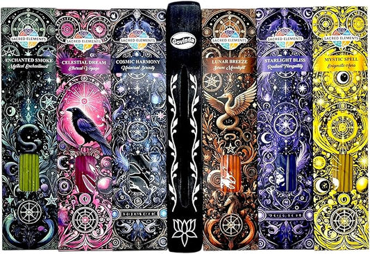 Incense Sticks Variety Pack #9-60 Insence-Sticks (6 Incents x 10 Insense) + Incense Stick Holder Bundle with 6 Witch Whisper Themed Scents