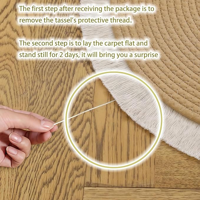 Cotton Rope Area Rug for Cats, Cat Scratching Rug, Washable Round Vintage Reversible Woven Tassel Rug, Soft and Stylish Home Accent, Easy Clean, Multiple Sizes (Coffee, 32" (80cm))