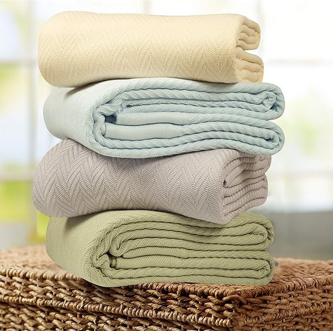 Threadmill Luxury Cotton Blanket for King Size Bed | All-Seasons Breathable Oeko TEX 100% Cotton King Size Blanket | Cozy Soft Thermal fits California King Size Bed 106 x92 inches | White