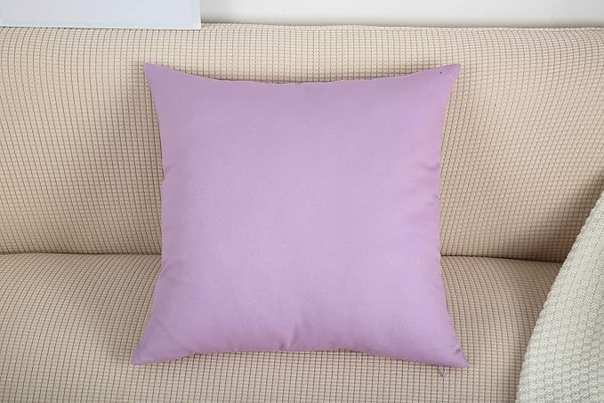 TangDepot Cotton Solid Throw Pillow Covers, 22" x 22" , Light Purple Lavende, 1 Count (Pack of 1)