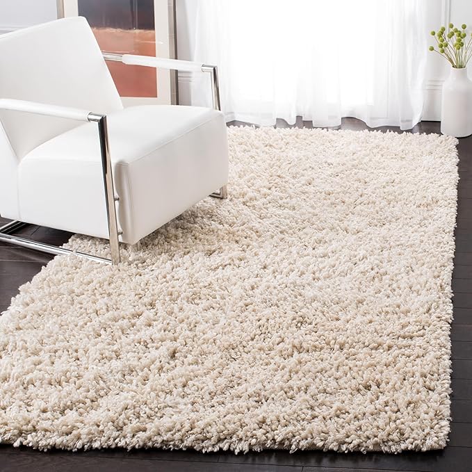 SAFAVIEH Sheep Shag Collection 5' x 8' Ivory SSG212A Handmade 1-inch Thick Area Rug