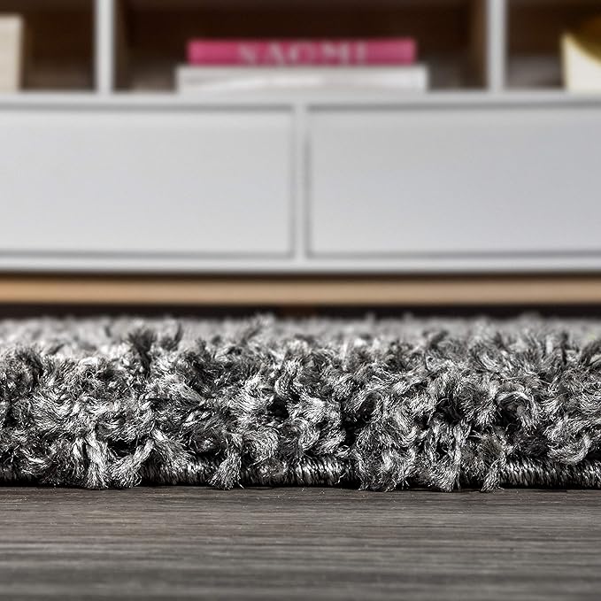 JONATHAN Y Mercer Shag Plush Tassel Charcoal Runner Rug, 2x8, Contemporary, Modern, Easy-Cleaning for Living Room, Bedroom, Kitchen, Pet Friendly, Non-Shedding (MCR100B-28)