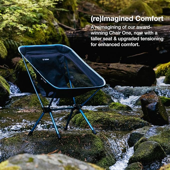 Helinox Chair One (re) High-Performance Camping Chair, 1.97lbs, Lightweight Compact Collapsible Outdoor Chairs, Backpacking, Picnic, Adventures, Blackout