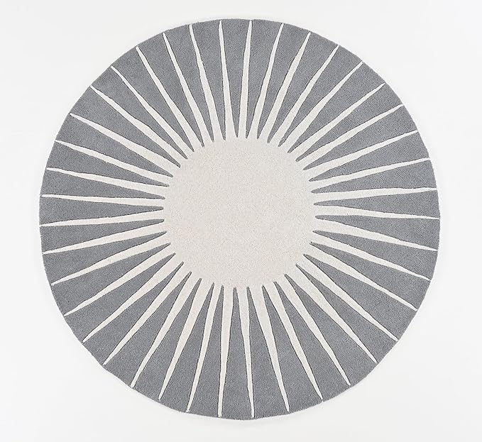 Modern Round Area Rug – Hand-Tufted with 100% NZ Wool, Thick & Soft Circular Carpet for Living Room, Bedroom & Dining Room Decor (Grey, 10' Round)