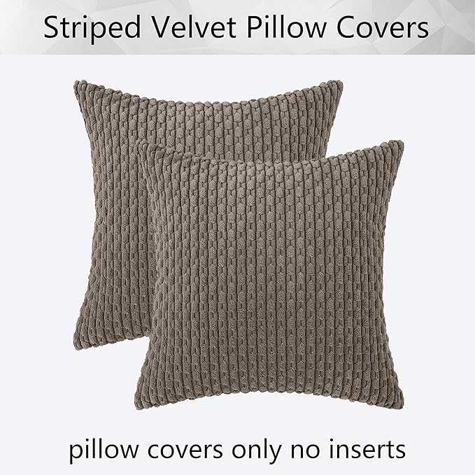 Kevin Textile 2 Packs Light Brown Decorative Throw Pillow Covers 20x20 Inch for Couch Bed Sofa Modern Farmhouse Boho Home Decor Soft Cute Plush Corduroy Cushion Case 50x50 CM