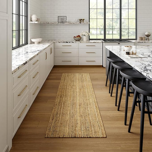 Nuloom Ashli Hand Woven, Natural, 2' 6" x 8', Farmhouse, Jute, Soft and Textured, High Traffic, Stain Resistant, Easy Clean, Durable Runner for Bedroom, Living Room, Dining Space, Den, Foyer, Entryway