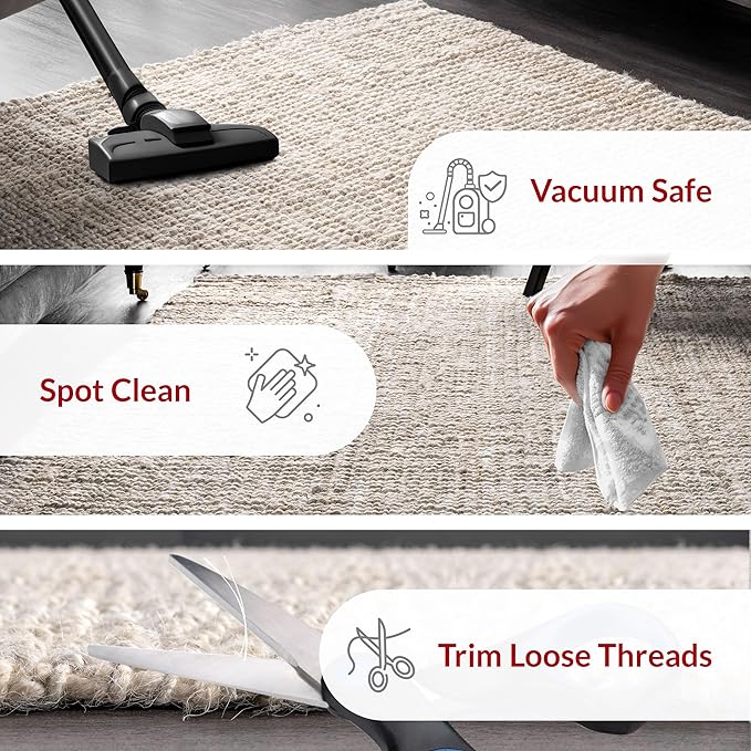 nuLOOM Ashli Solid Farmhouse Jute Area Rug, 6' Square, Off-white