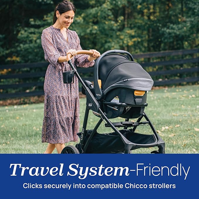 Chicco KeyFit Max ClearTex Infant Car Seat and Base, Rear-Facing Seat for Infants 4-30 lbs., Infant Head and Body Support, Compatible with Chicco Strollers, Baby Travel Gear | Legend/Black