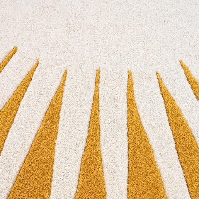 Modern Round Area Rug – Hand-Tufted with 100% NZ Wool, Thick & Soft Circular Carpet for Living Room, Bedroom & Dining Room Decor (Mustard, 4' Round)