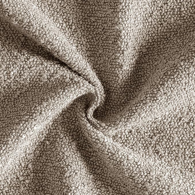 MIULEE 24x24 Decorative Euro Sham Throw Pillows for Bed Set of 2 Textured Boucle Neutral Winter Throw Pillow Covers Light Taupe Accent Solid Couch Pillowcases Sofa Livingroom Home Decor