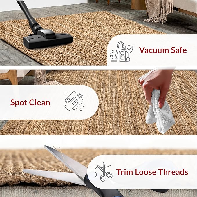 Nuloom Ashli Hand Woven, Natural, 2'6" x 10', Farmhouse, Jute, Soft and Textured, High Traffic, Stain Resistant, Easy Clean, Durable Runner for Bedroom, Living Room, Dining, Den, Foyer, Entryway