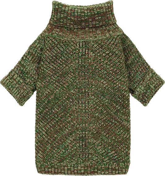 Fitwarm Knitted Turtleneck Dog Sweater, Thermal Dog Winter Clothes for Small Dogs Boy Girl, Holiday Pet Outfit, Heather Green, Medium