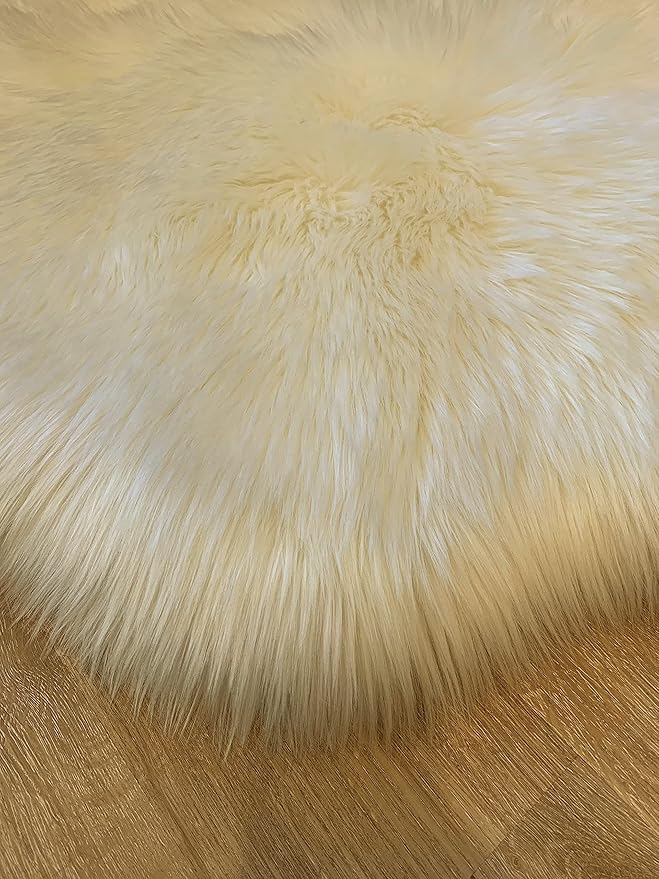 LAMBZY Faux Sheepskin Super Soft Hypoallergenic Silky Shag Rug for Living Room, Kids Room, Sofa (Octo 8 Pelts 6'x8', Cream)